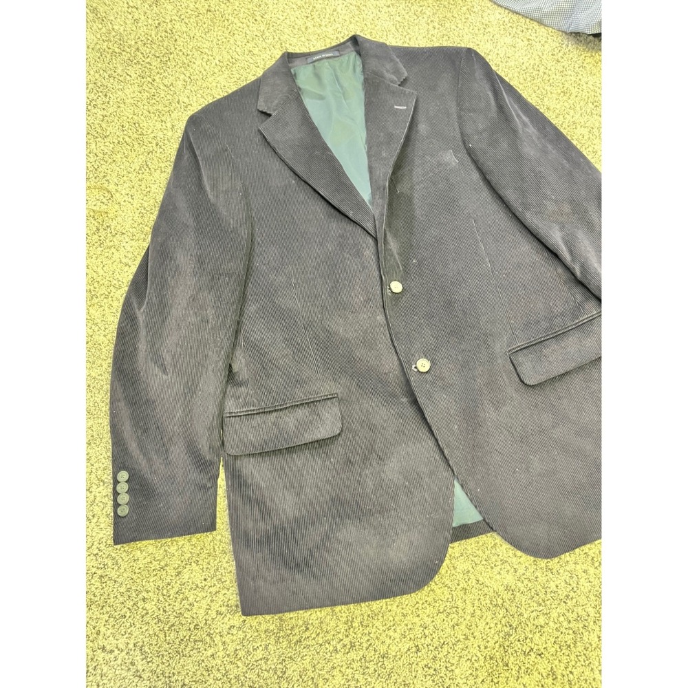 Lands End Mens 43 Reg Corduroy Blazer Navy Blue 2-Button Sport Coat Jacket - Picture 3 of 12
